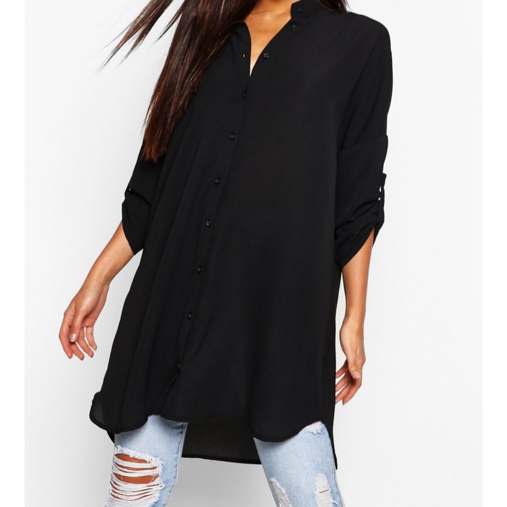 Boohoo button down longline shirt